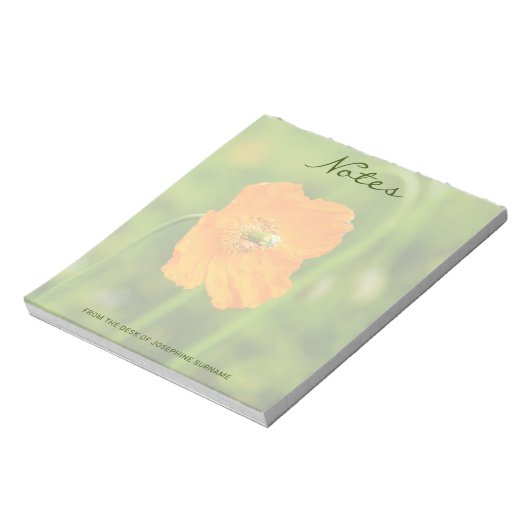 Oranje Klaproos Echte Natuur Bloem Foto Aangepaste Notitieblok (Linkerzijde)