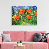 Oranje klaprozen 79 canvas afdruk (Insitu (Woonkamer))