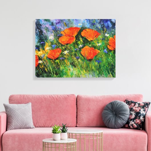 Oranje klaprozen 79 canvas afdruk (Insitu (Woonkamer))