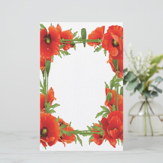 Oranje klaprozen Briefpapier (Staand voorkant)