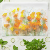 Oranje klaprozen impressionistische kunst keukenha theedoek (Gevouwen)