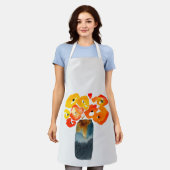 Oranje klaprozen waterverf schort (Gedragen)