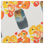 Oranje klaprozen waterverf stof (Close Up)