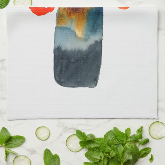 Oranje klaprozen waterverf theedoek (Gevouwen)