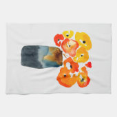 Oranje klaprozen waterverf theedoek (Horizontaal)