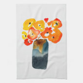 Oranje klaprozen waterverf theedoek (Verticaal)