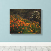 Oranje klaprozen woestijnbloemen cholla cactus canvas afdruk (Insitu (Houten vloer))