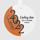 Oranje klasse 2022 Afstuderen Fotoversiering Ornament (achterkant)