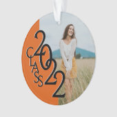 Oranje klasse 2022 Afstuderen Fotoversiering Ornament (voorkant)
