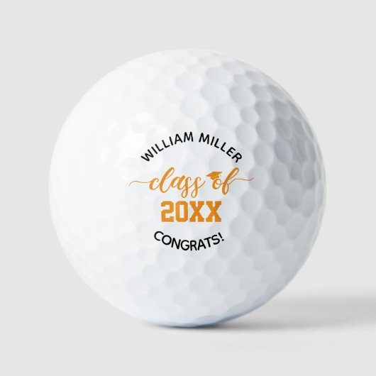 Oranje Klasse van 2025 Afstuderen Aangepaste Naam  Golfballen (Voorkant)