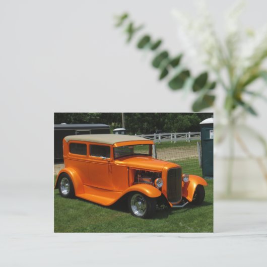 Oranje Klassieke auto Briefkaart (Staand voorkant)
