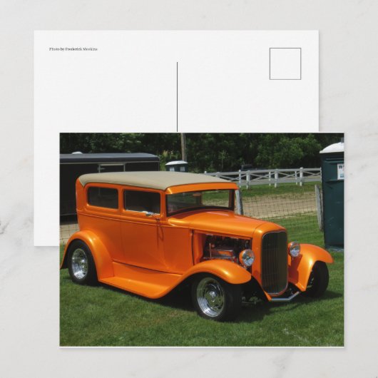 Oranje Klassieke auto Briefkaart (Voorkant / Achterkant)