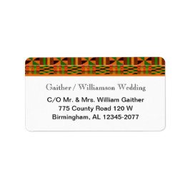 Oranje klassieke Kente RSVP-retourlabels Etiket