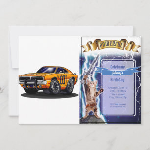 Oranje klassieke spierwagen    - Kies achterkleur Kaart