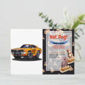 Oranje klassieke spierwagen    - Kies achterkleur Kaart (Staand voorkant)