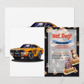 Oranje klassieke spierwagen    - Kies achterkleur Kaart (Voorkant / Achterkant)