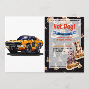 Oranje klassieke spierwagen    - Kies achterkleur Kaart