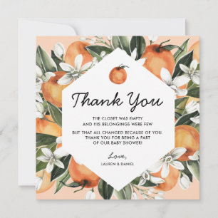 Oranje klein Baby shower Dank je kaarten