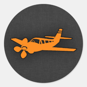 Oranje klein vliegtuig ronde sticker