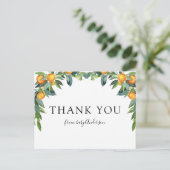 Oranje kleine cutie Baby shower dank u Briefkaart (Staand voorkant)