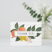 Oranje kleine cutie Baby shower dank u Briefkaart (Staand voorkant)