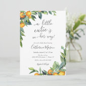 Oranje kleine cutie Baby shower uitnodiging (Staand voorkant)