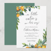 Oranje kleine cutie Baby shower uitnodiging (Voorkant / Achterkant)