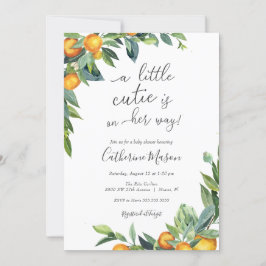 Oranje kleine cutie Baby shower uitnodiging