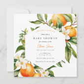 Oranje kleine cutie Baby shower uitnodiging (Voorkant)