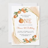 Oranje kleine cutie Citrus 1e verjaardag Kaart (Voorkant)