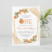 Oranje kleine cutie Citrus 1e verjaardag Kaart (Staand voorkant)