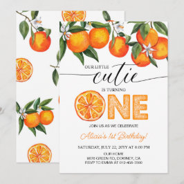 Oranje kleine cutie Citrus 1e verjaardag Kaart