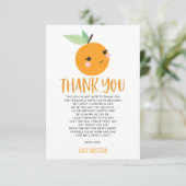 Oranje kleine cutie citrus Baby shower dank u Kaart (Staand voorkant)