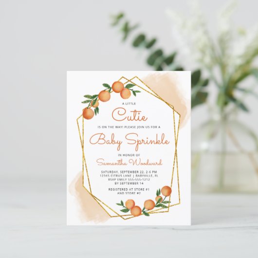 Oranje kleine Cutie Citrus Baby Sprinkle nodigt ui (Staand voorkant)