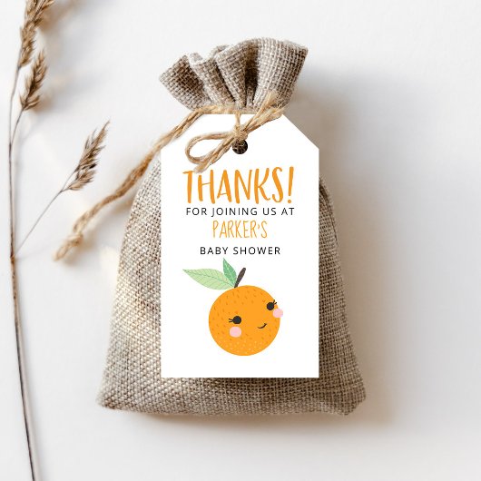 Oranje kleine Cutie Citrus Dank u wel Cadeaulabel