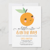 Oranje Kleine Cutie Citrus Modern Baby shower Kaart (Voorkant)