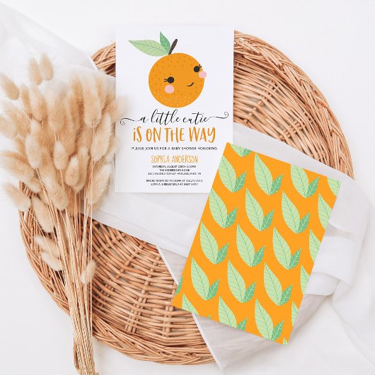 Oranje Kleine Cutie Citrus Modern Baby shower Kaart