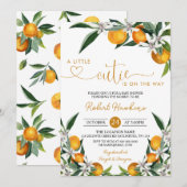 Oranje Kleine Cutie is onderweg naar Baby shower I Kaart (Voorkant / Achterkant)