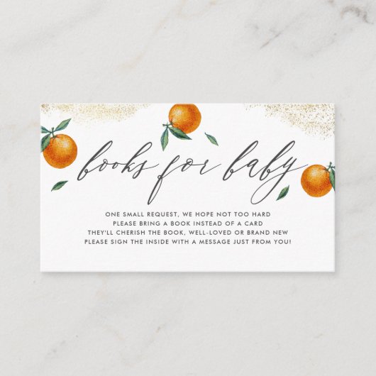 Oranje kleine Cutie Script Books for Baby Informatiekaartje (Voorkant)