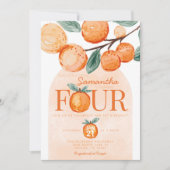 Oranje kleine Cutie VIR 4e verjaardag Kaart (Voorkant)