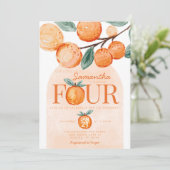 Oranje kleine Cutie VIR 4e verjaardag Kaart (Staand voorkant)