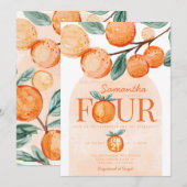 Oranje kleine Cutie VIR 4e verjaardag Kaart (Voorkant / Achterkant)