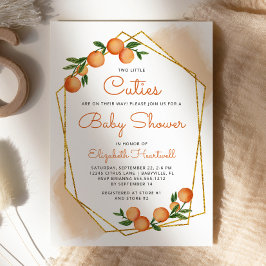 Oranje kleine cuties tweeling citrus Baby shower Kaart