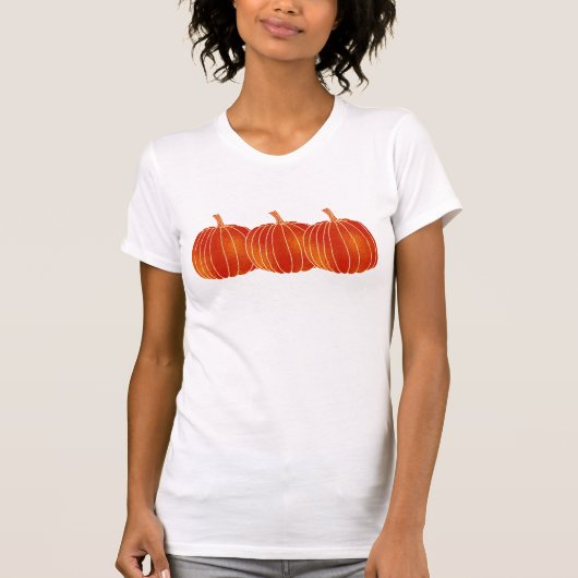 Oranje kleine Herfst Halloween Autumn Pumpkins Cus T-shirt (Voorkant)