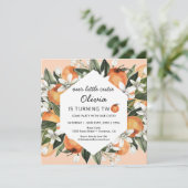 Oranje Kleine Moppie 2e Verjaardagsfeest Uitnodigi Kaart (Staand voorkant)