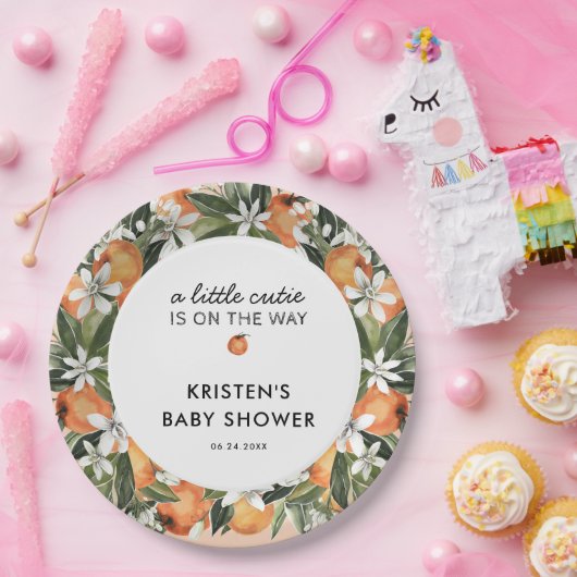 Oranje Kleine Moppie Baby Shower Papieren Borden Papieren Bordje (Feest)