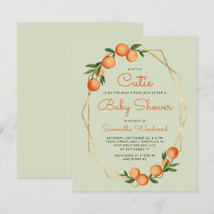 Oranje Kleine Moppie Groene Baby Shower Uitnodigin