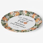 Oranje Kleine Moppie Is Twee 2de Verjaardag Papieren Bordje (Gekanteld)