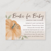 Oranje kleine pompoen boek voor Baby shower Informatiekaartje (Voorkant)