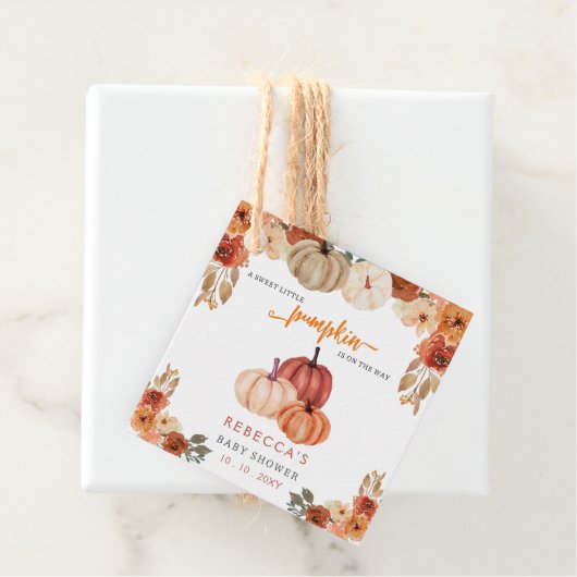 Oranje kleine pompoen geslachtsneutraal Baby showe Bedankjes Labels (In situ)
